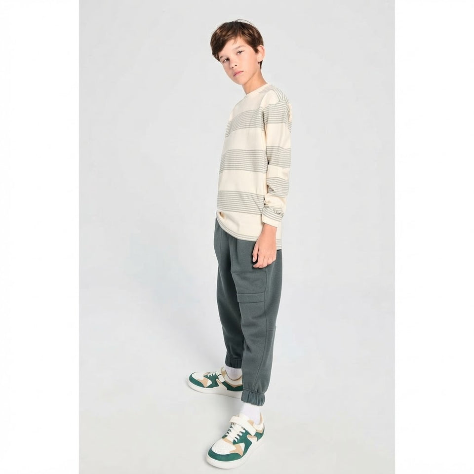 Sinsay Boy's Cream & Gray Striped Blouse