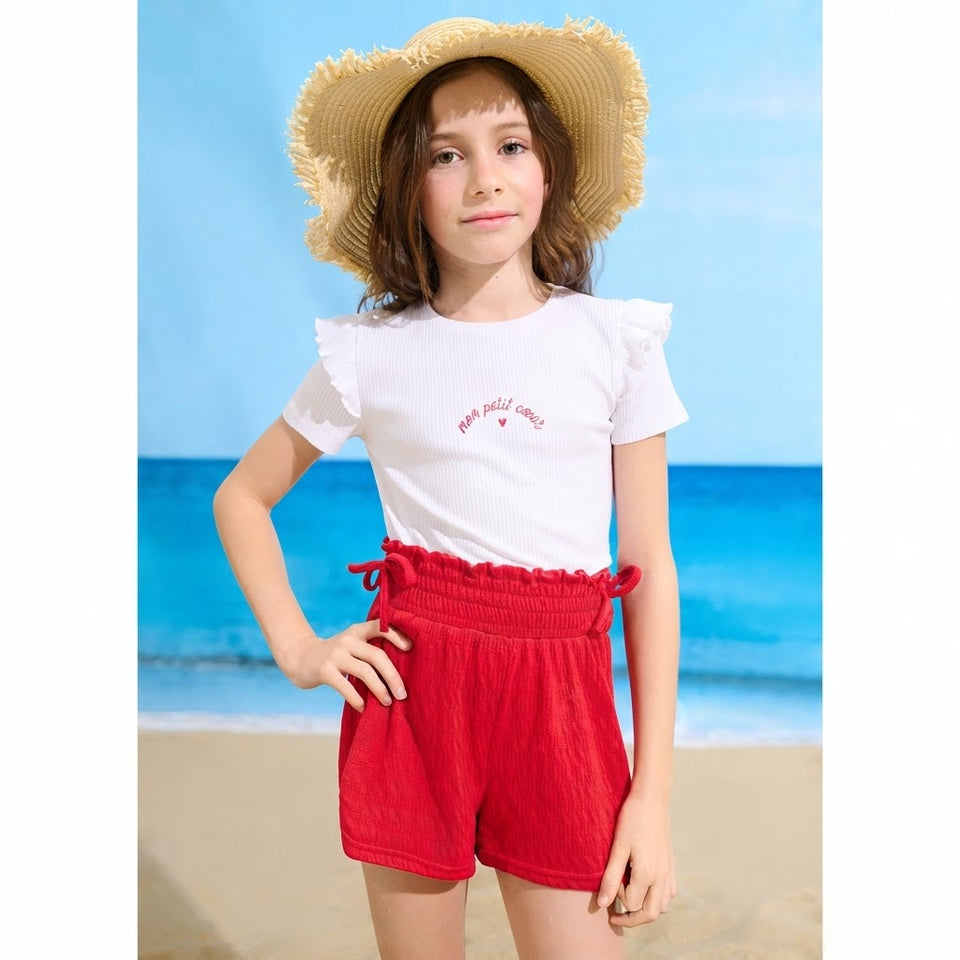 Sinsay Girl's Red Ruffled Waist Short