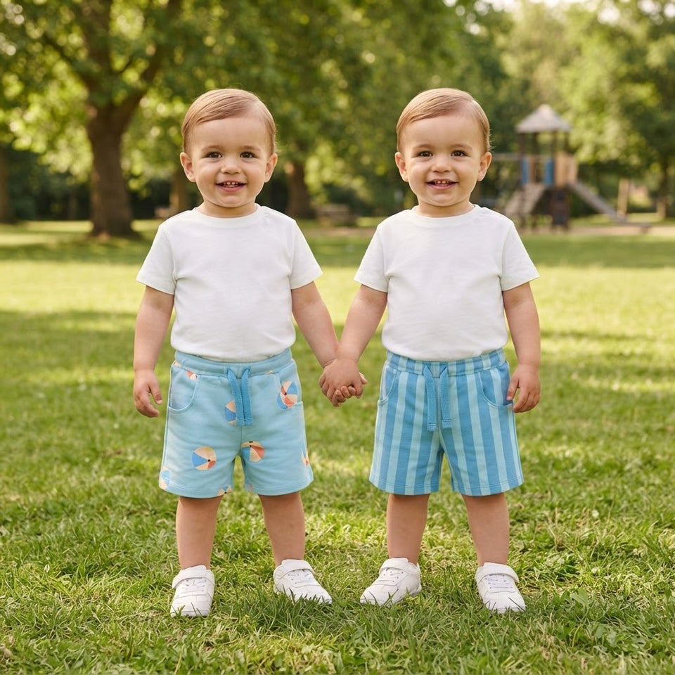 Sinsay Baby Boy's Blue Printed Pack Of 2 Shorts