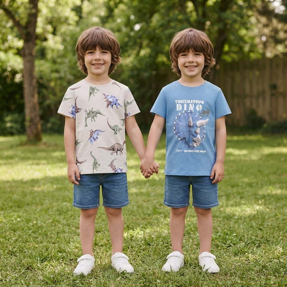 Sinsay Boy's Blue & Grey Printed Pack Of 2 Casual T-Shirts