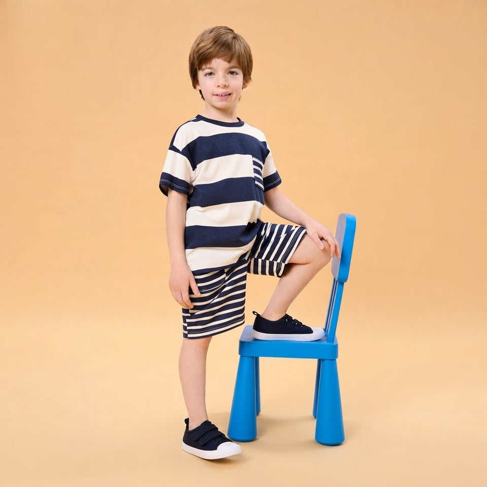 Sinsay Boy's Navy & White Horizontally Striped Short
