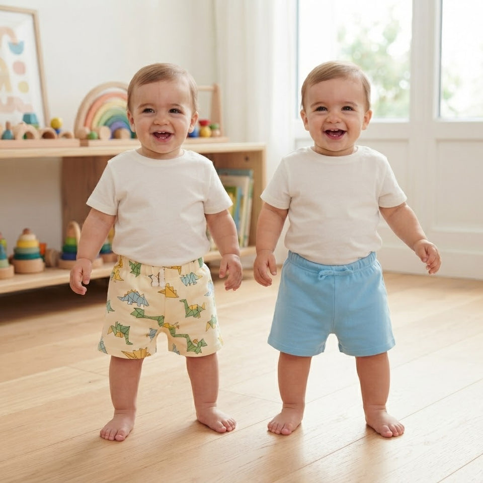 Sinsay Boy's Beige & Blue Printed Pack Of 2 Shorts