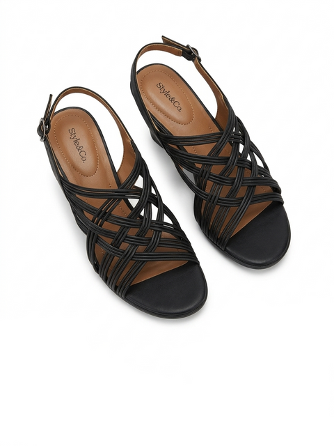 Style & Co Women's Black Holliee Cone-Heel Slingback Dress Sandals | Style & Co In Lebanon