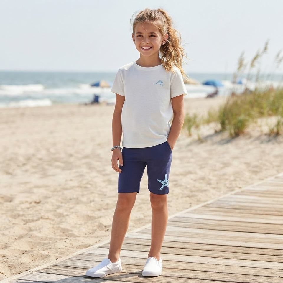 Sinsay Girl's Navy Star Printed Biker Short