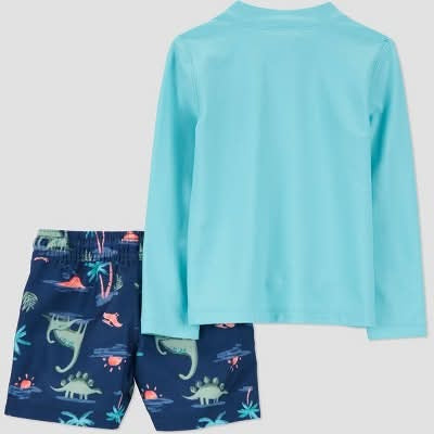 Carter's Just One You Baby Boy's Blue Long Sleeve Dino 2PC Rash Guard & Swim Trunk Set | Carter's Just One You In Lebanon