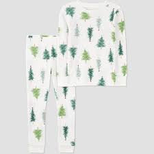 Carter's Just One You Boy's White & Green Christmas Trees Snug Fit 2-Piece Pajamas | Carter's Just One You In Lebanon