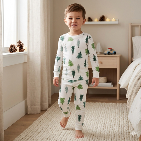 Carter's Just One You Boy's White & Green Christmas Trees Snug Fit 2-Piece Pajamas | Carter's Just One You In Lebanon