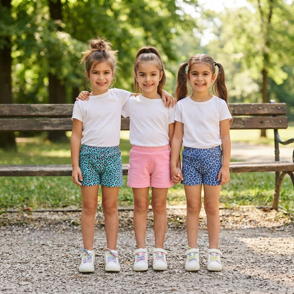 Sinsay Girl's Multicolor Leopard Printed Pattern Pack Of 3 Shorts