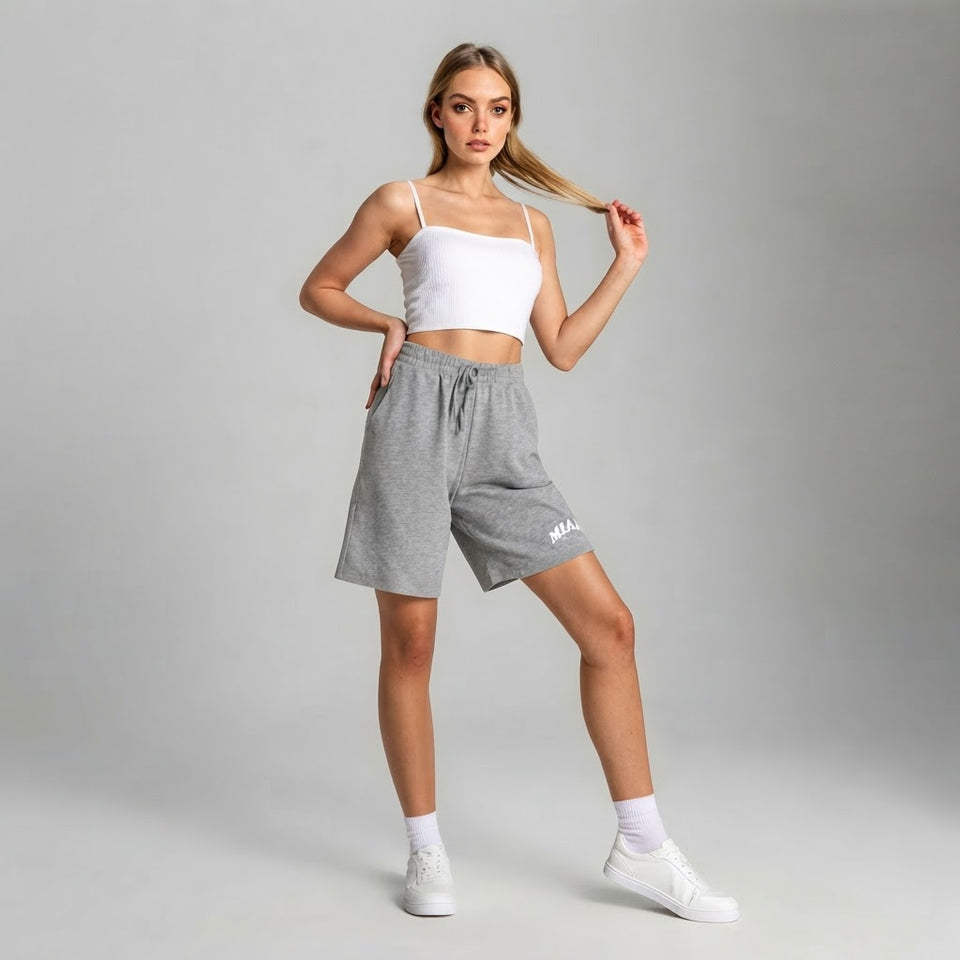 Sinsay Women's Heather Grey Graphic Print Short