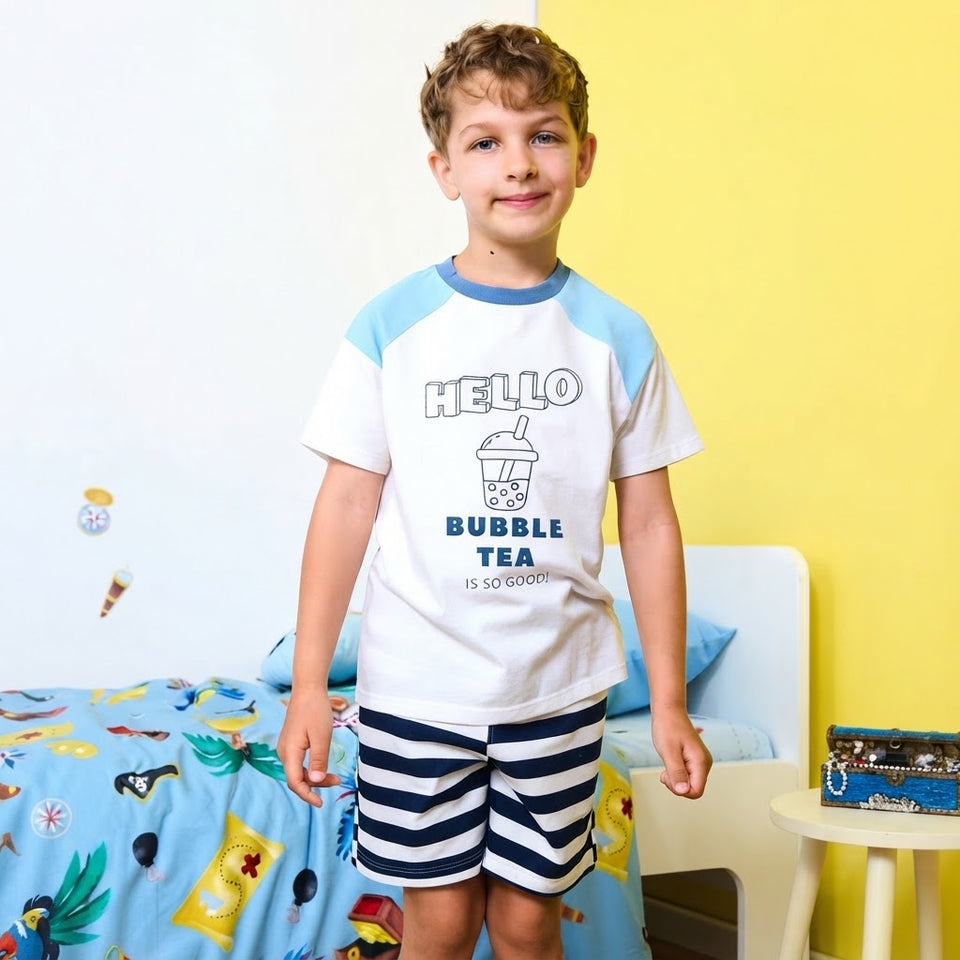 Sinsay Boy's Navy & White Striped Pull-On Short