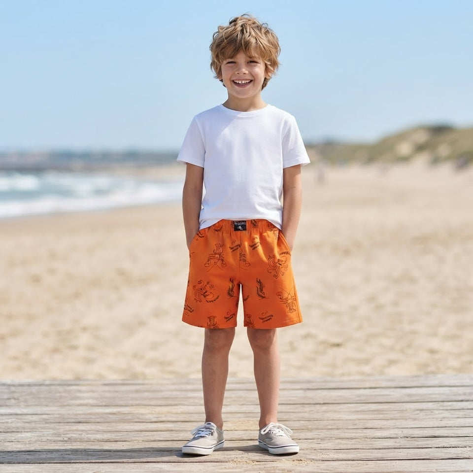 Sinsay Boy's Bright Orange All Over Printed Short