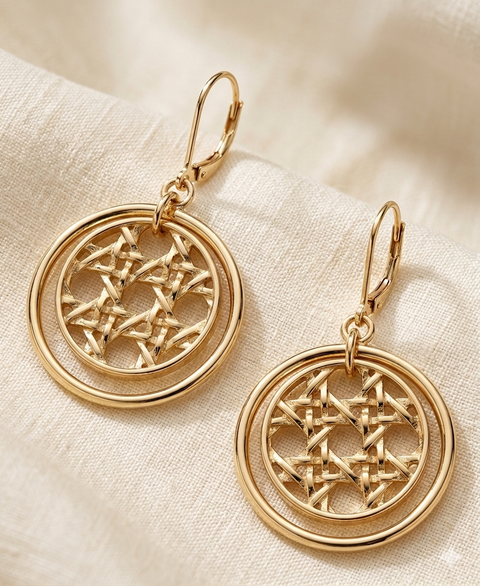 Anne Klein Women's Gold-Tone Lattice Disc Orbital Drop Earrings | Anne Klein In Lebanon