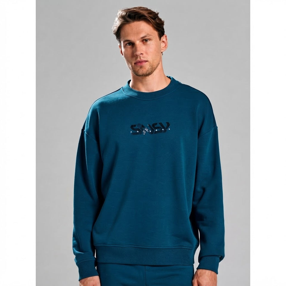 Sinsay Men's Dark Green Pullover Sweatshirt