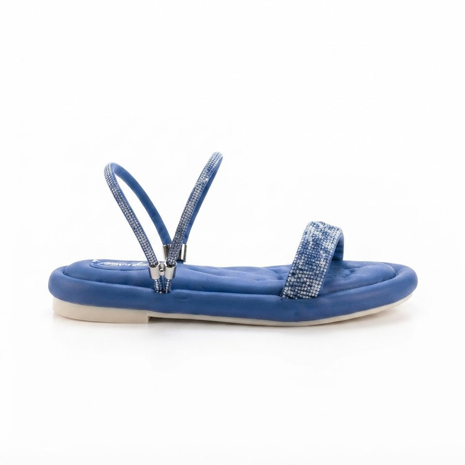 Bambi Women Blue Satin Sandals