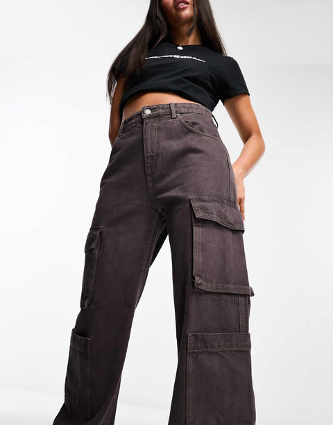 Cotton On Women's Brown Cargo Wide Leg Jeans | Cotton On In Lebanon