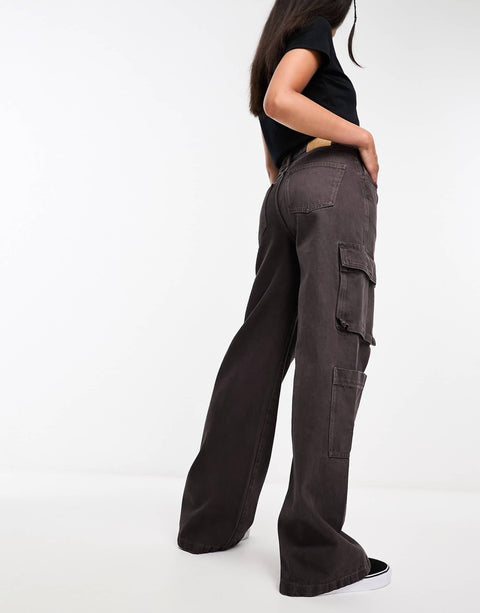 Cotton On Women's Brown Cargo Wide Leg Jeans | Cotton On In Lebanon