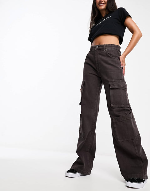Cotton On Women's Brown Cargo Wide Leg Jeans | Cotton On In Lebanon
