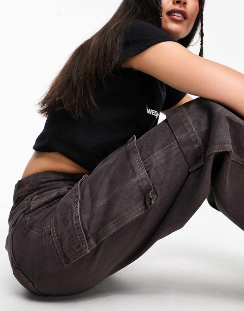Cotton On Women's Brown Cargo Wide Leg Jeans | Cotton On In Lebanon