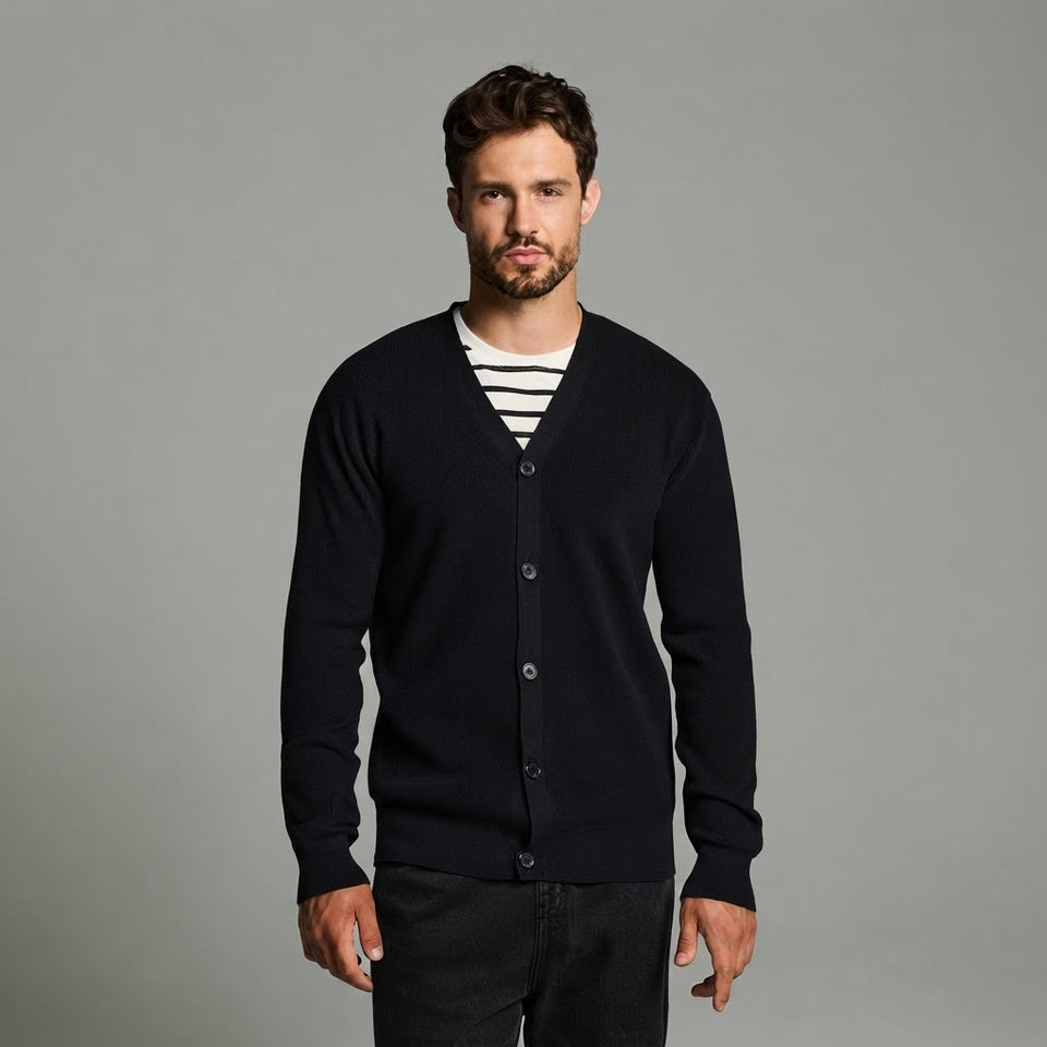 Sinsay Men's Black Ribbed Cardigan