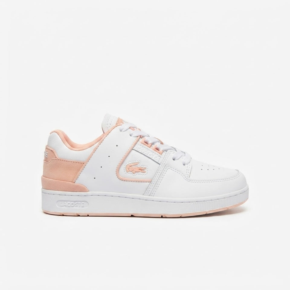 Lacoste Women's White & Pink Court Cage Leather Sneakers