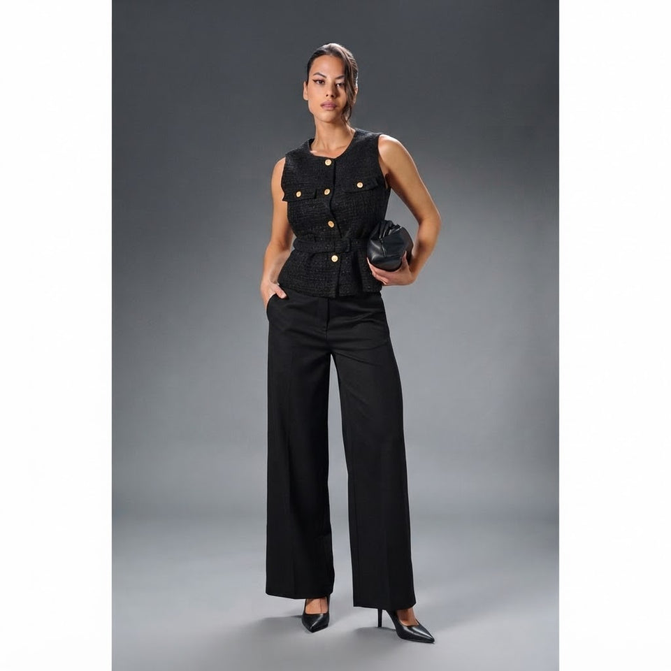 Sinsay Women's Black Decorative Buttons Vest