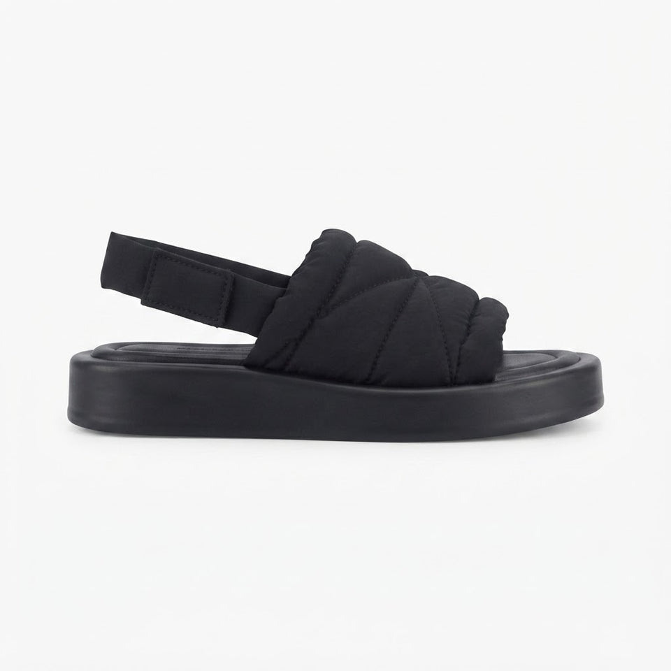 Sole Sisters Women's Black Puff Strap Sandals