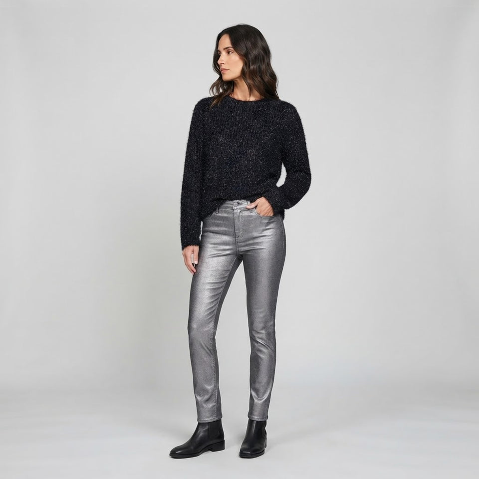 Sinsay Women's Black Subtle Metallic Sparkle Sweater