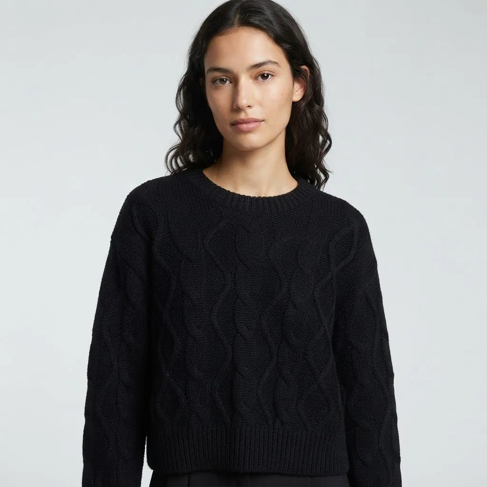 Sinsay Women's Black Cable-Knit Sweater