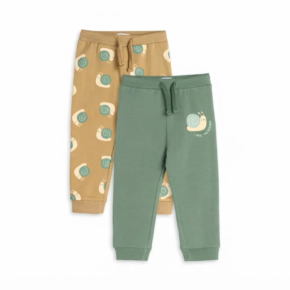 Sinsay Baby Boy's Olive Green & Sand Printed Pack Of 2 Sweatpants