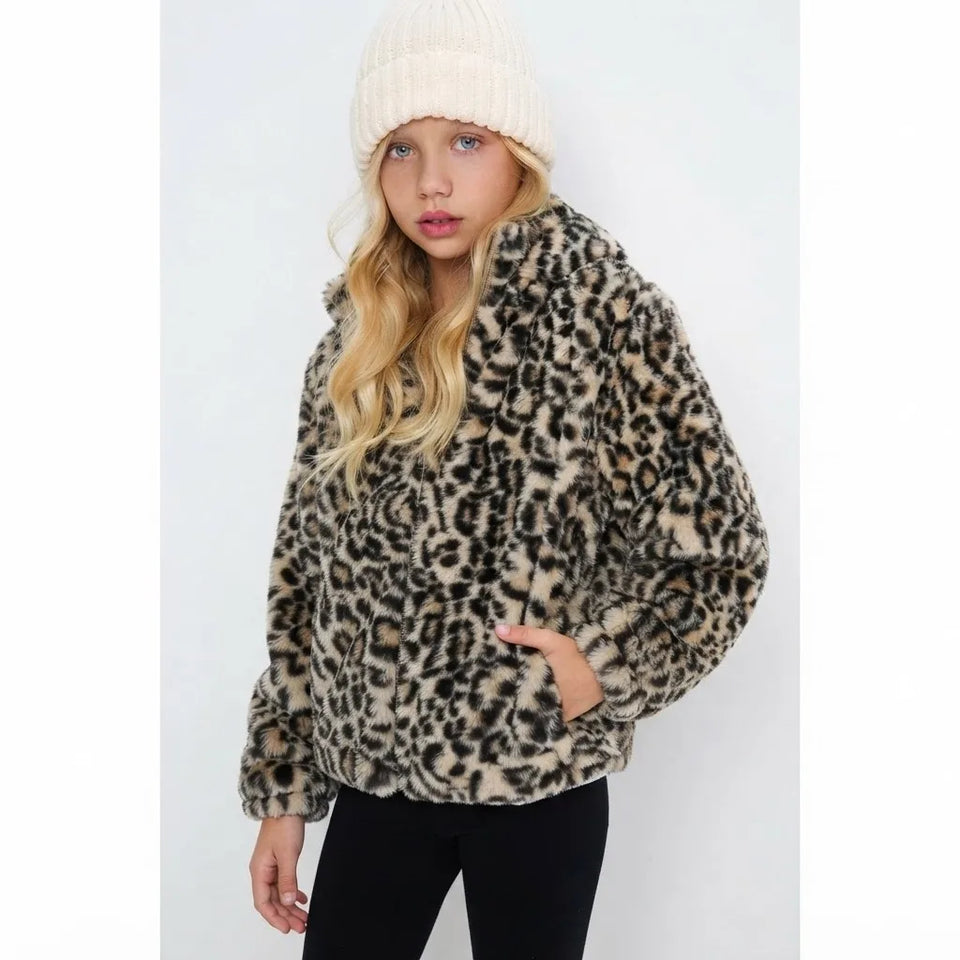 Sinsay Girl's Beige & Brown Animal Print Soft Jacket