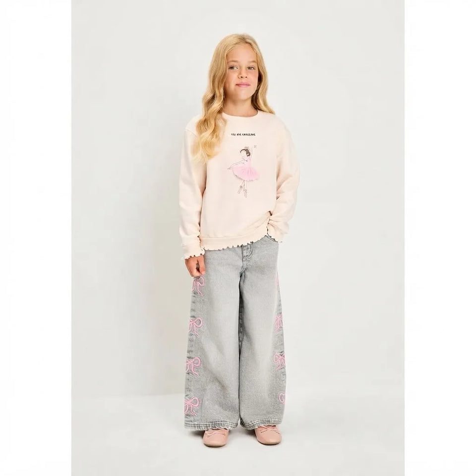 Sinsay Girl's Nude Printed Sweatshirt