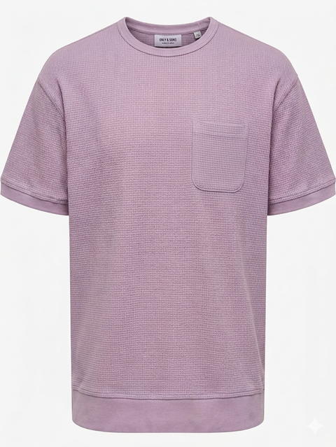 Only & Sons Men's Lilac Textured T-Shirt | Only & Sons In Lebanon