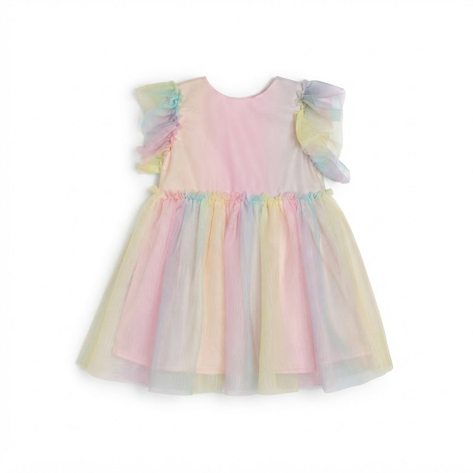 Sinsay Baby Girl's Pastel Rainbow Tulle Party Dress