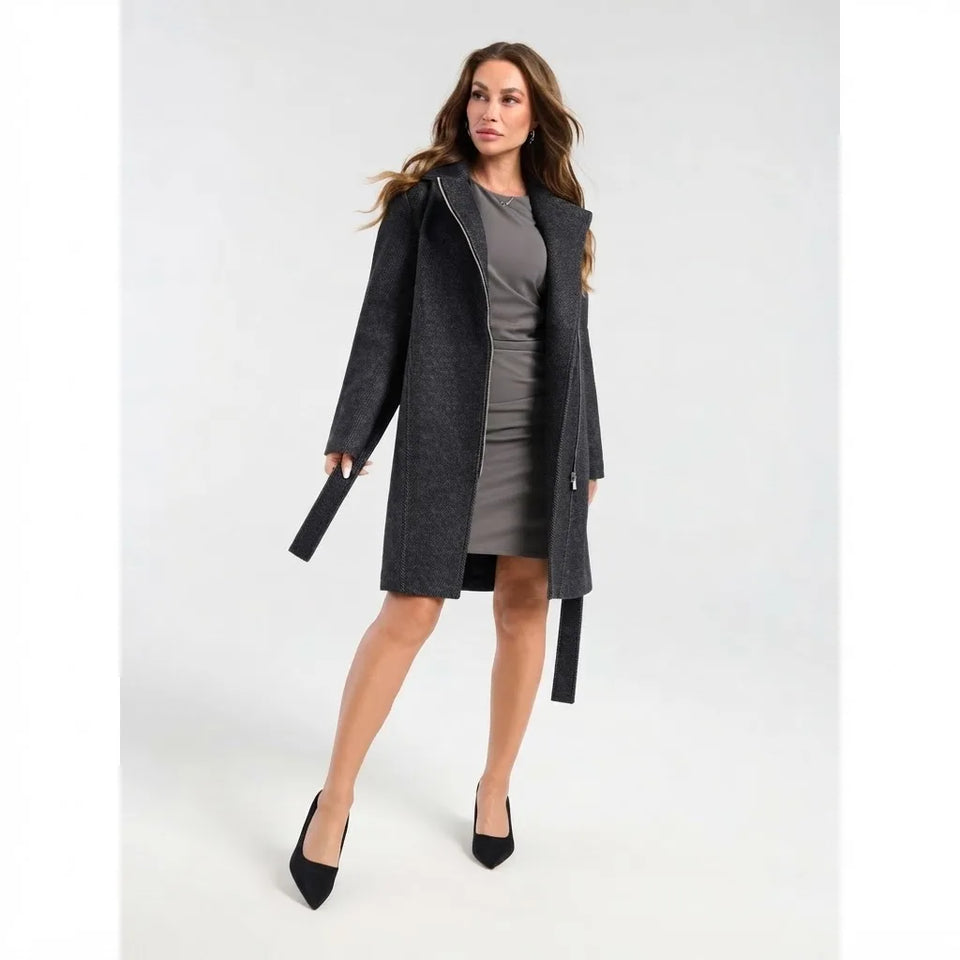 Sinsay Women's Dark Grey Herringbone Coat