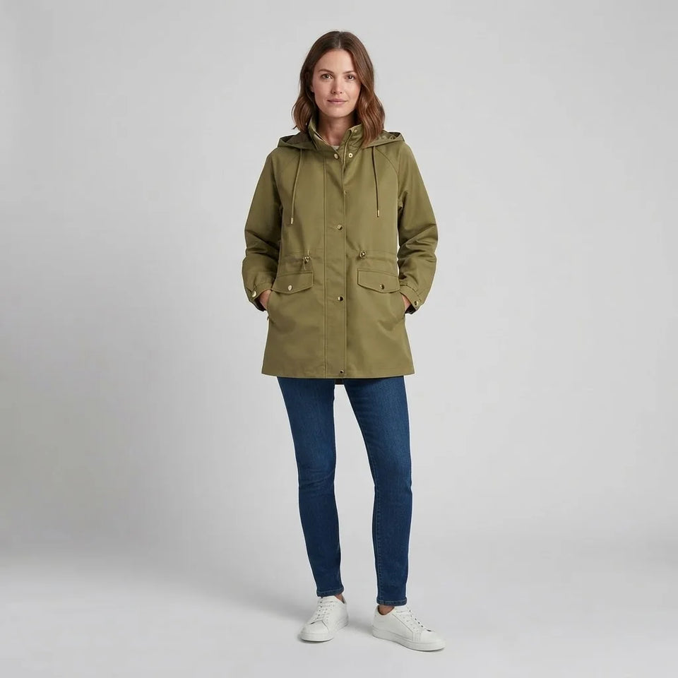 Sinsay Women's Olive Green Hooded Parka Coat
