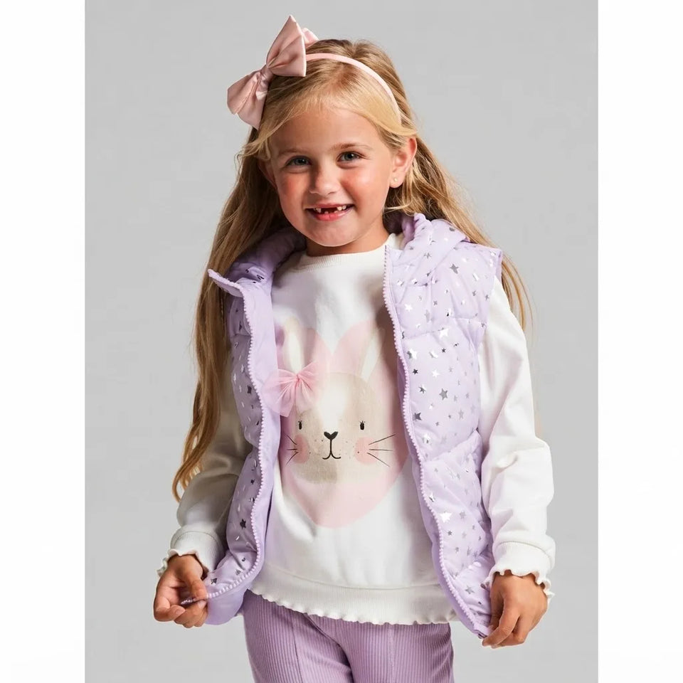 Sinsay Girl's Lavender Quilted Hooded Vest