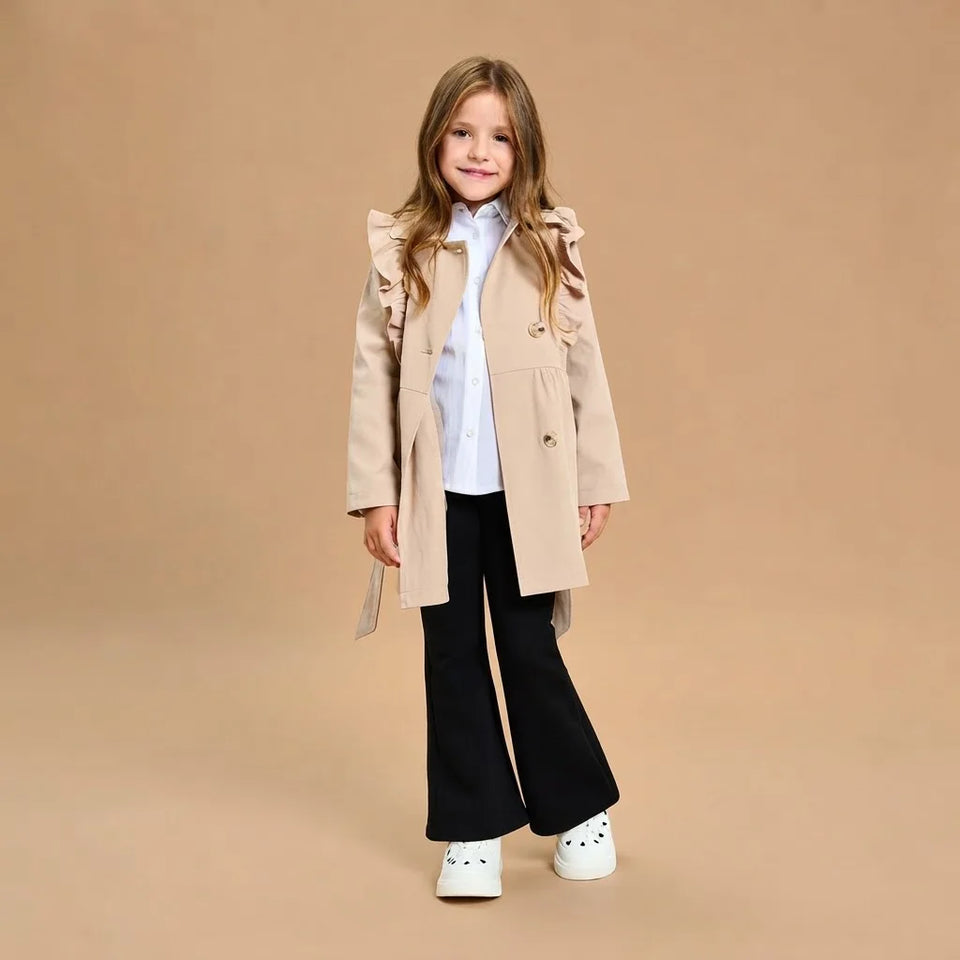 Sinsay Girl's Beige Double-Breasted Coat