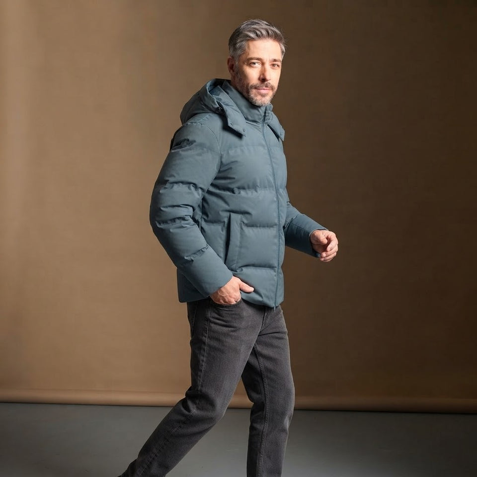 Sinsay Men's Steal Blue Padded Longline Puffer Coat