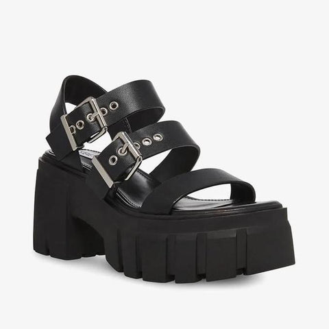 Steve Madden Women's Black Leather Locate Sandals | Steve Madden In Lebanon