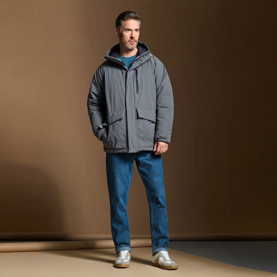 Sinsay Men's Dark Grey Plain Hooded Jacket