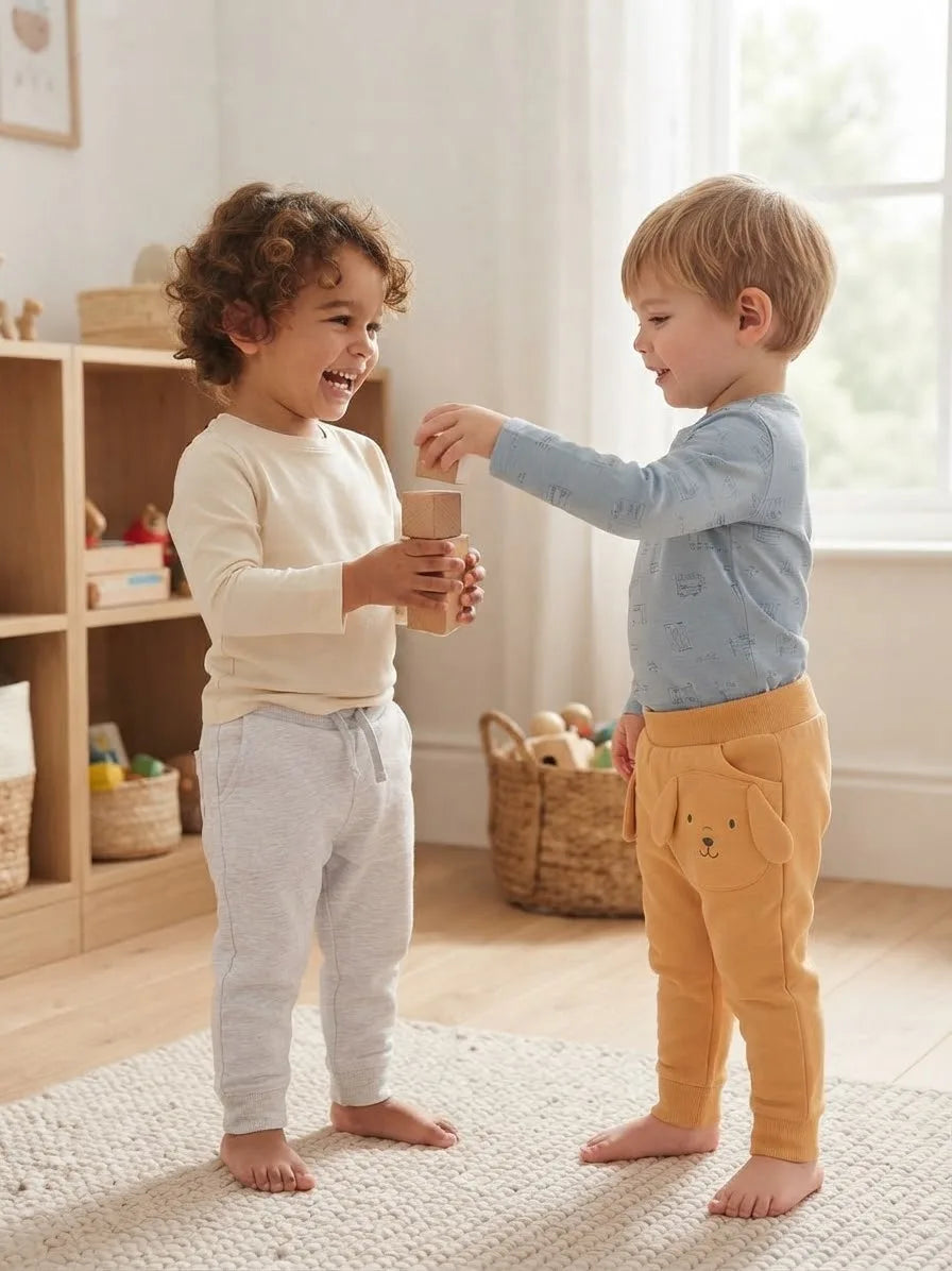 Sinsay Baby Boy's Light Grey & Tan Decorative Ear Pocket Pack Of 2 Sweatpants