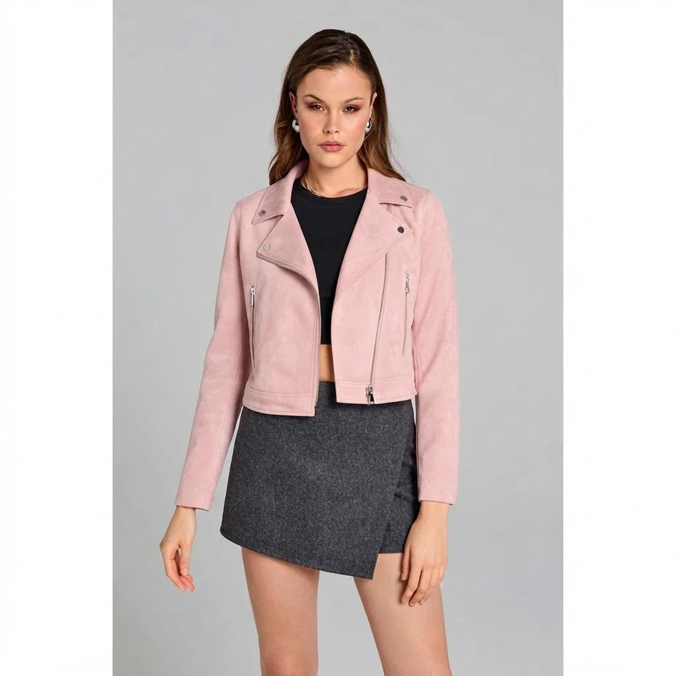 Sinsay Women's Pastel Pink Biker Jacket
