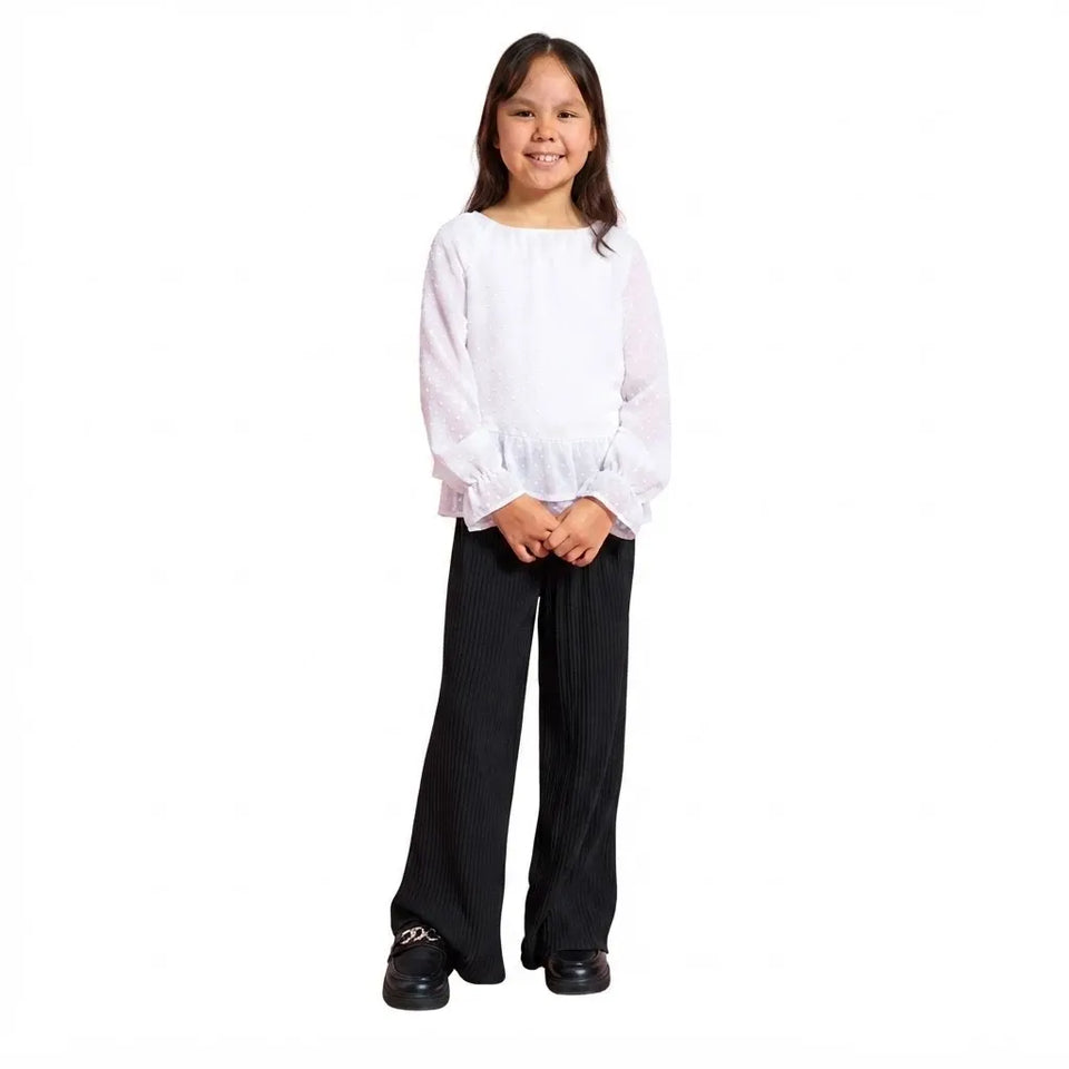Sinsay Girl's Black Ribbed Wide-Leg Trousers