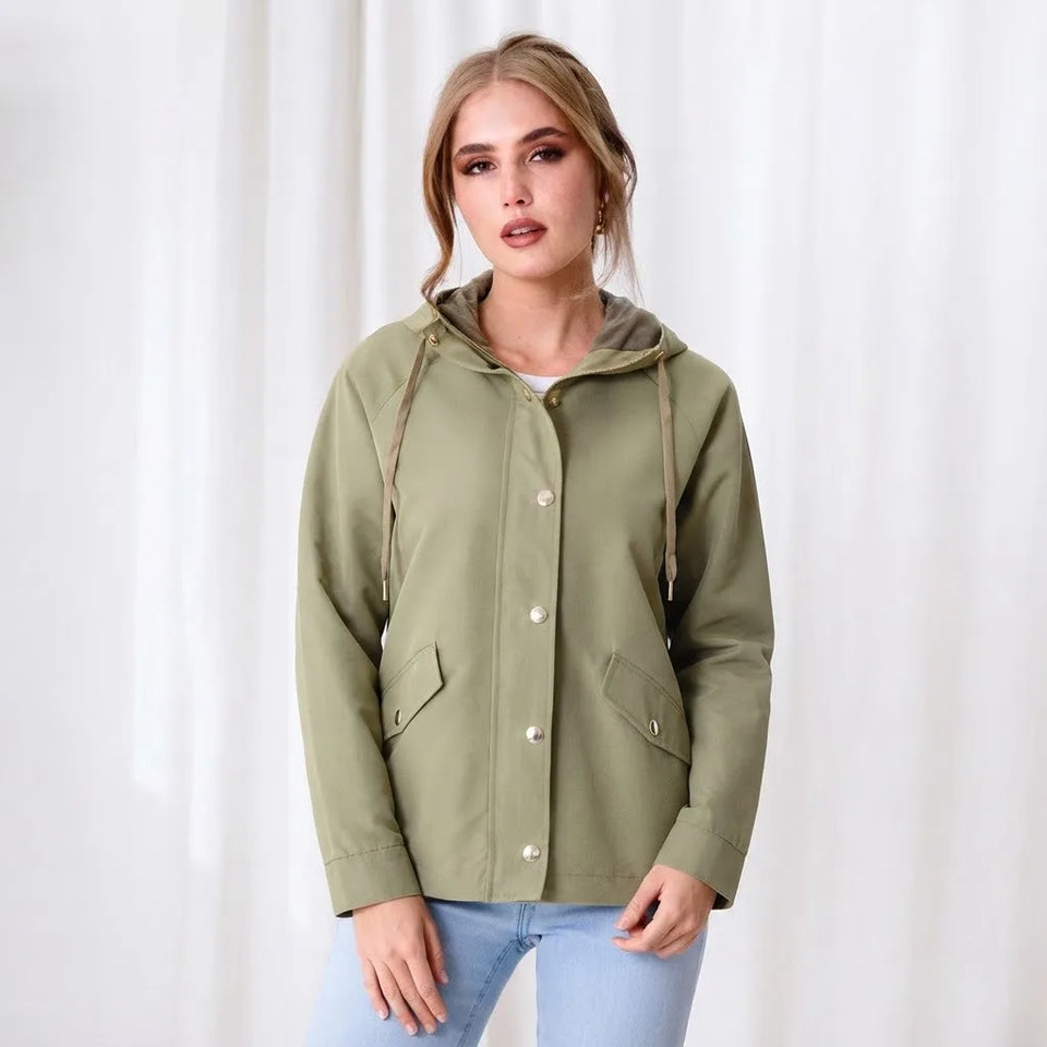 Sinsay Women's Khaki Hooded Rain Jacket