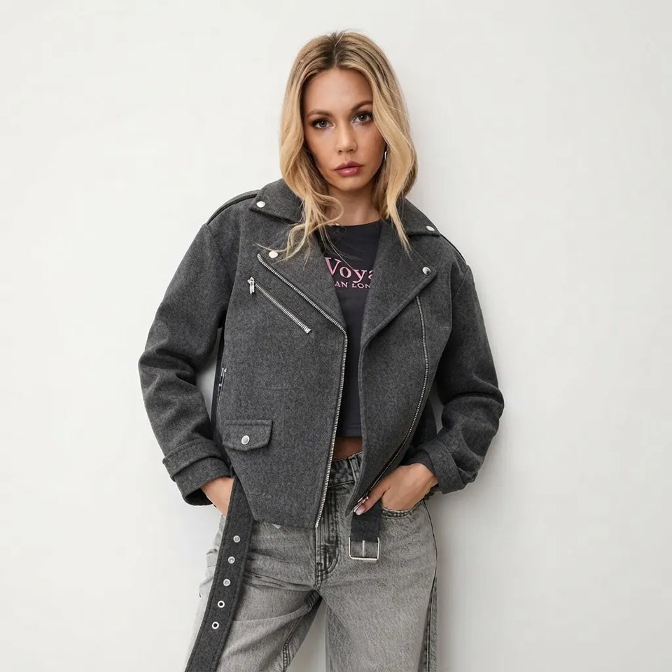 Sinsay Women's Dark Gray Biker Jacket