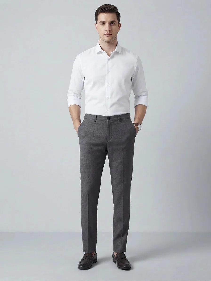 Sinsay Men's Dark Grey Slim-Fit Suit Trousers