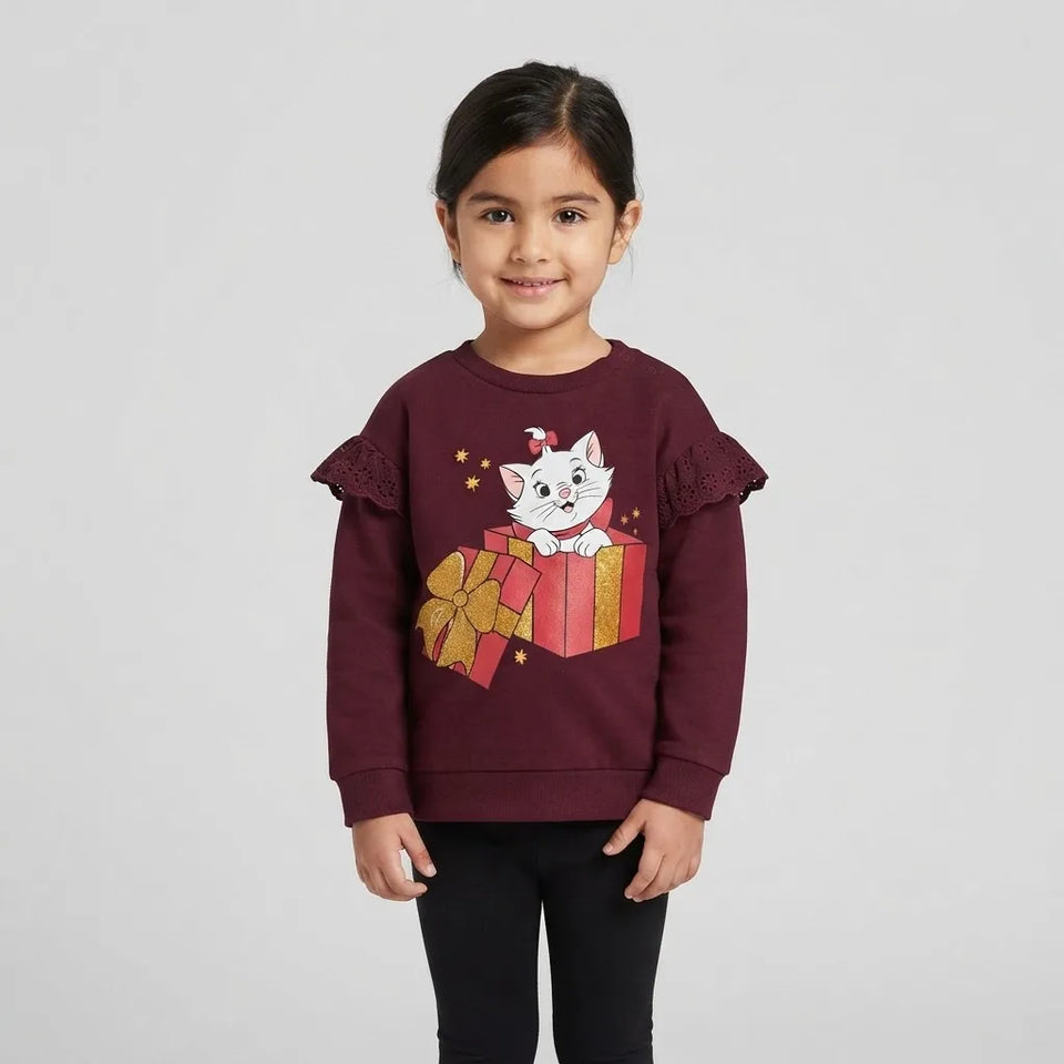 Sinsay Girl's Burgundy Aristocats Print Sweatshirt