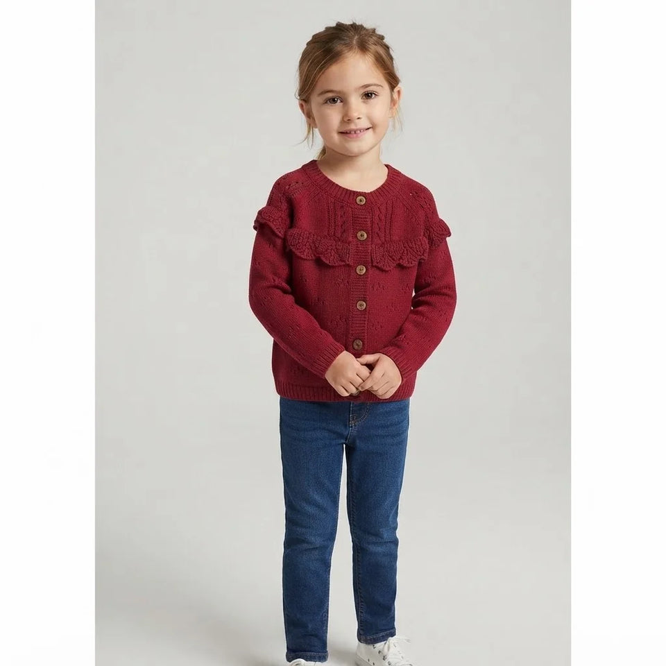 Sinsay Girl's Dark Red Openwork Sweater