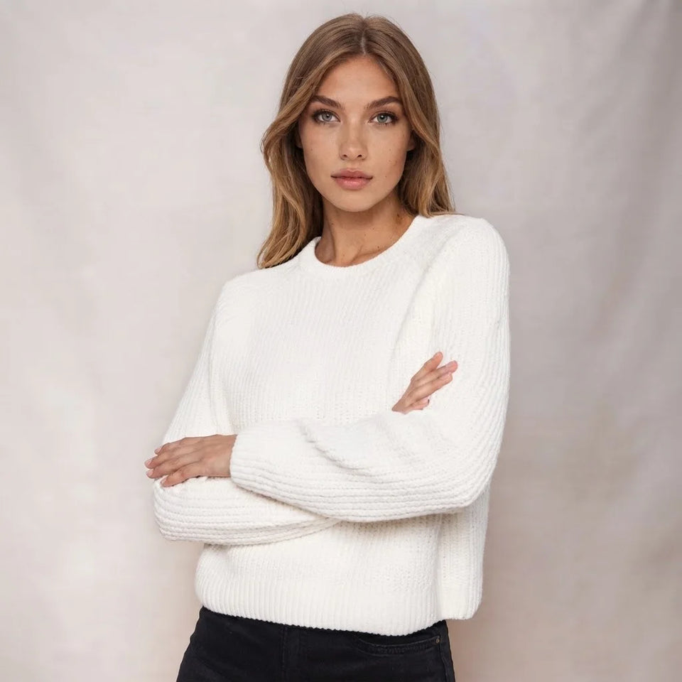 Sinsay Women's Cream Ribbed Chunky Sweater