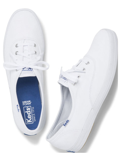 Keds Women's White Canvas Champion Wide Fit Sneakers | Keds In Lebanon